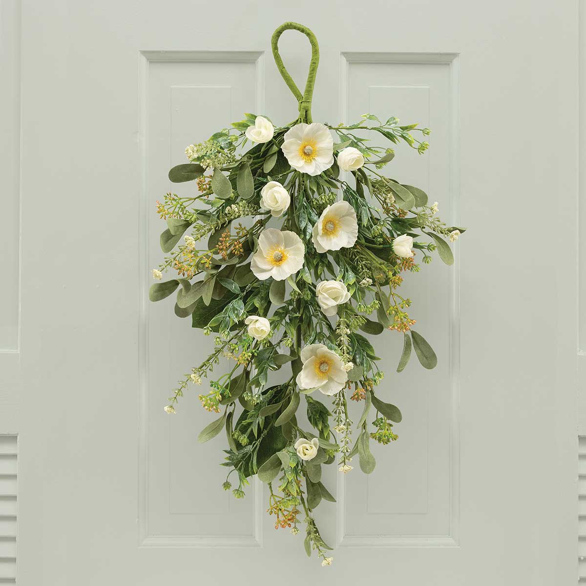 BOUGH POPPY/FOLIAGE 14IN X 26IN WHITE POLYESTER/PLASTIC - Click Image to Close