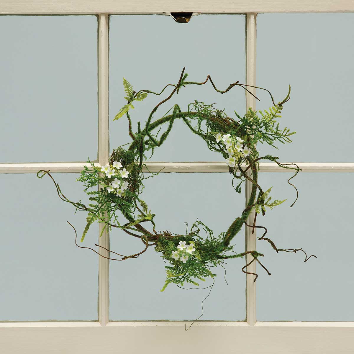 WREATH FERN/FAUX MOSS/TWIG 12IN (INNER RING 8IN) - Click Image to Close