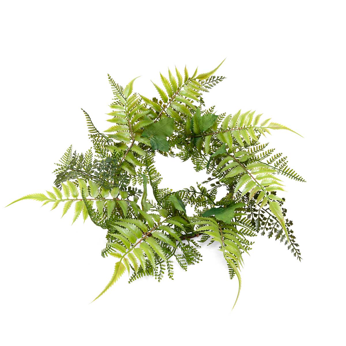 CANDLE RING MIXED FERN 17IN (INNER RING 7IN) POLYESTER/PLASTIC - Click Image to Close