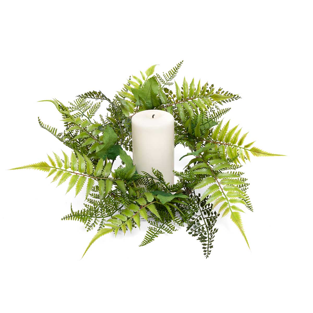 CANDLE RING MIXED FERN 17IN (INNER RING 7IN) POLYESTER/PLASTIC