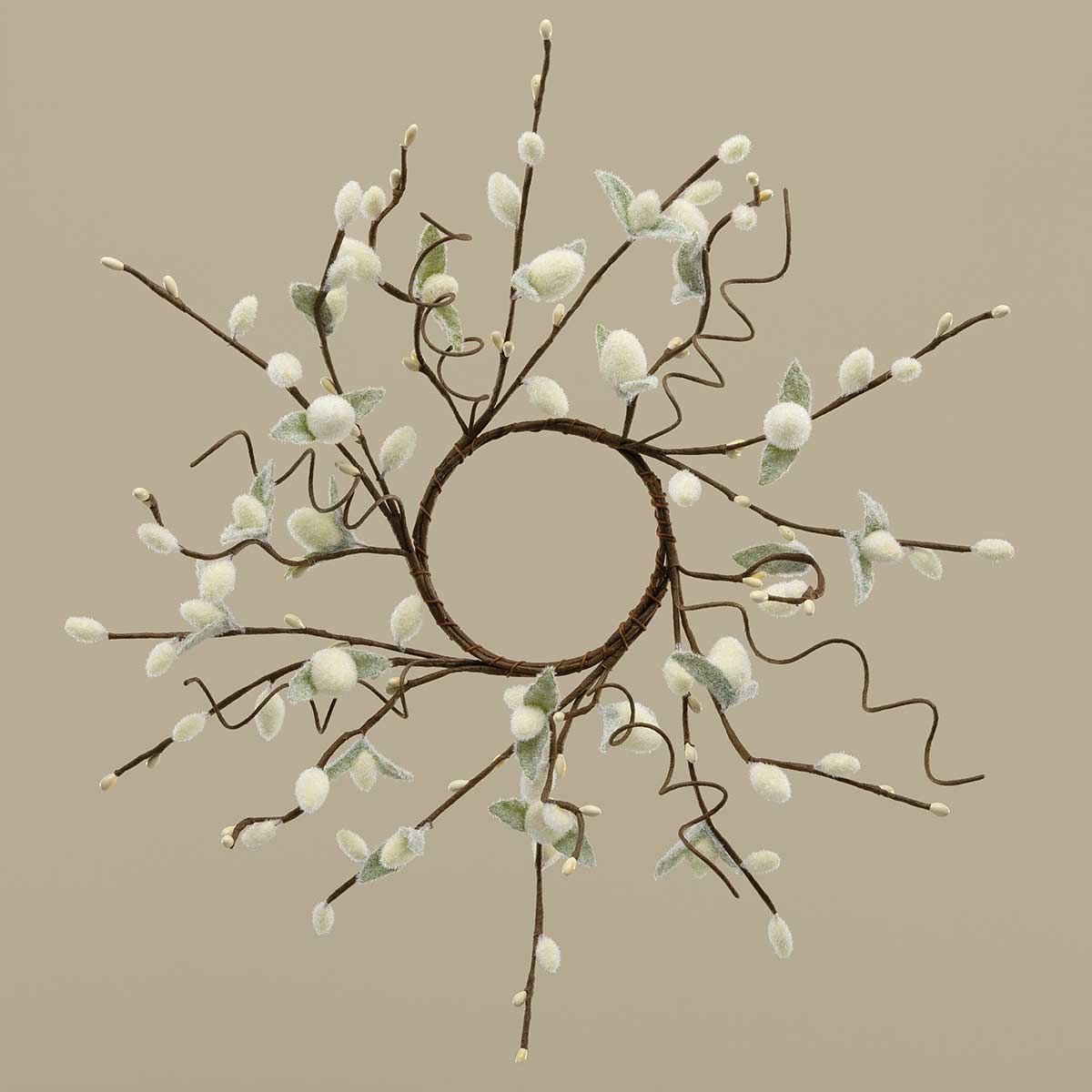 CANDLE RING PUSSY WILLOW 14IN (INNER RING 3.5IN) - Click Image to Close