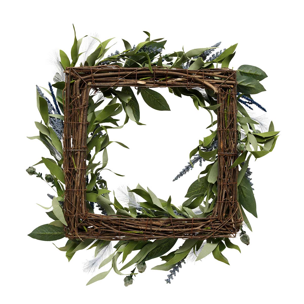 WREATH WILDFLOWER SQ WITH PAMPAS GRASS 17IN (INNER RING 11IN)