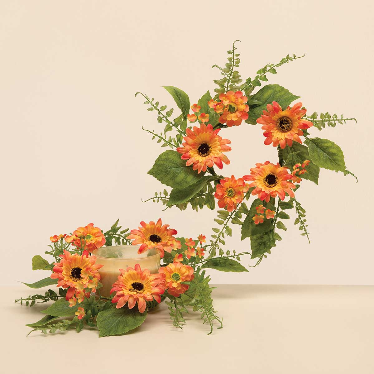 CANDLE RING TANGERINE DAISY 13IN (INNER RING 5IN)