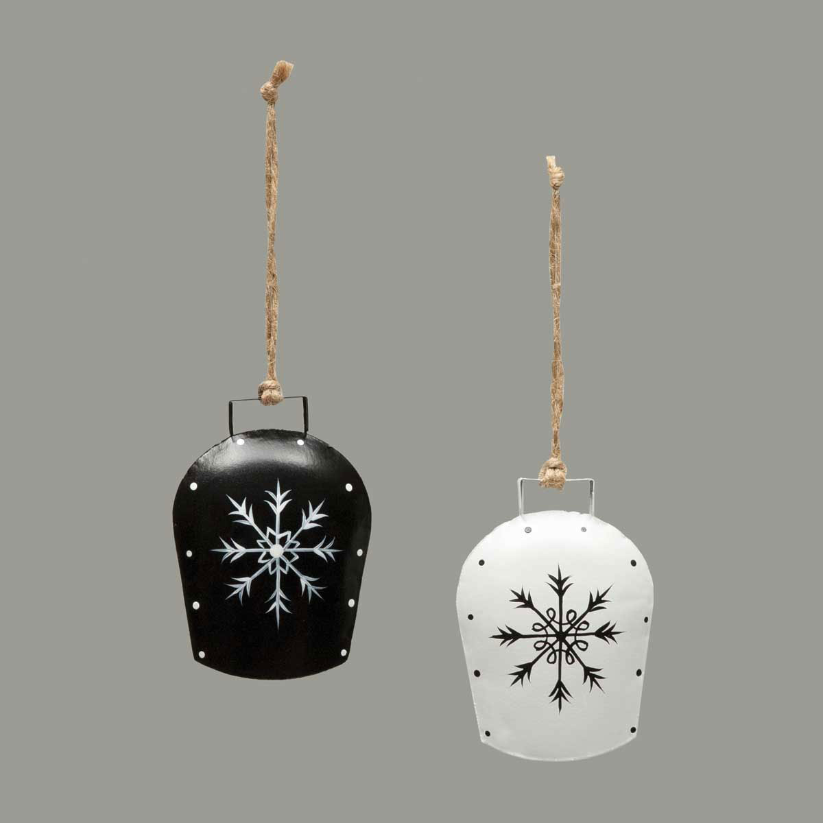 ORNAMENT BELL 2 ASSORTED 2.5IN X 1IN X 3.5IN BLACK/WHITE METAL - Click Image to Close