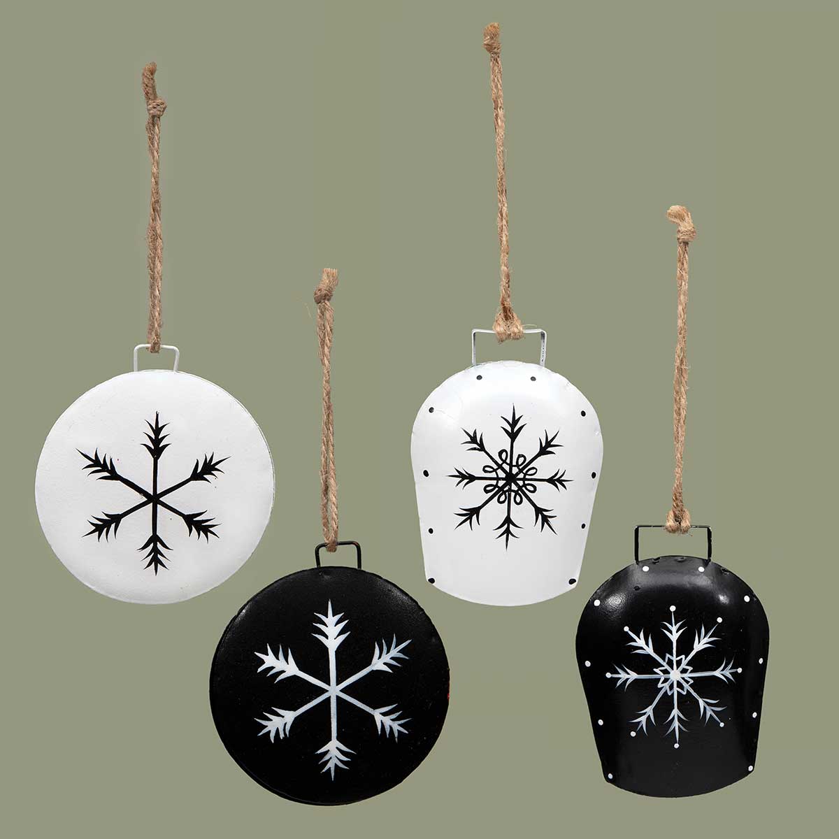 ORNAMENT BELL 2 ASSORTED 2.5IN X 1IN X 3.5IN BLACK/WHITE METAL