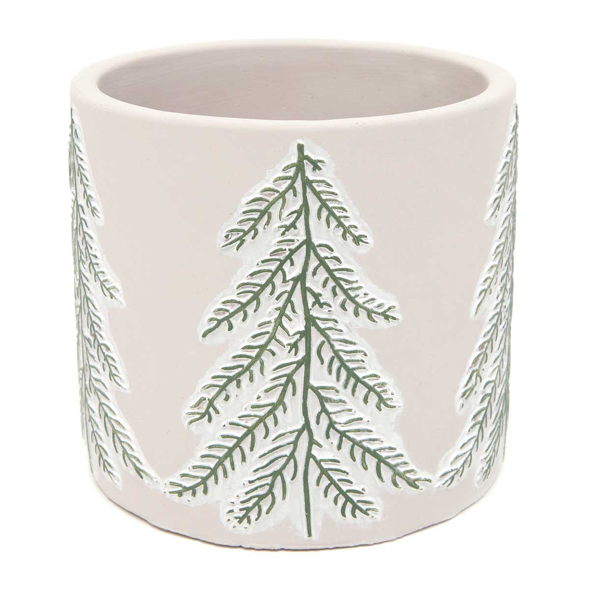 POT WINTER GREEN TREE LARGE 5.75IN X 5IN CREAM/GREEN - Click Image to Close