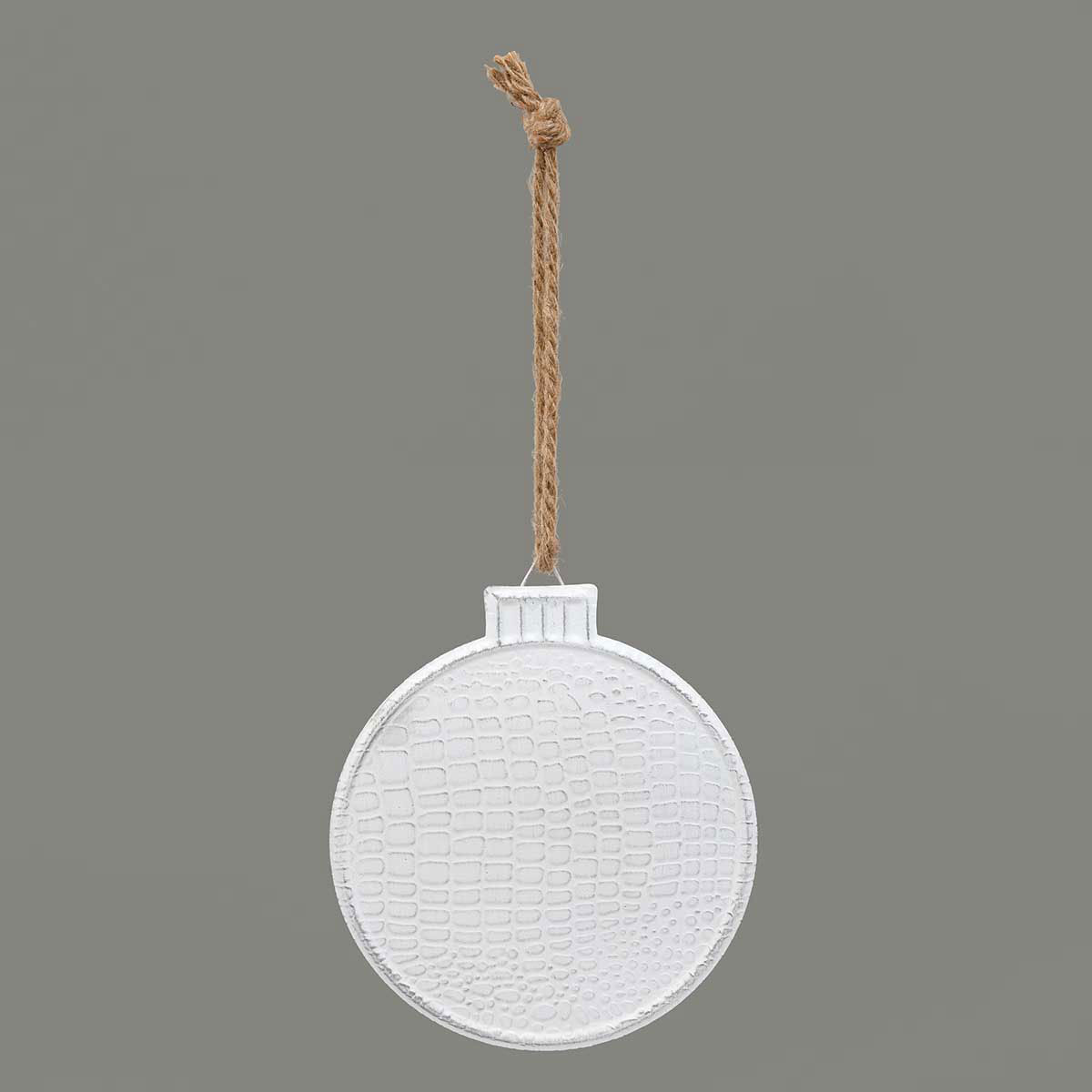 ORNAMENT CHRISTMAS ROUND WHITE 7IN X 7.75IN WHITE - Click Image to Close
