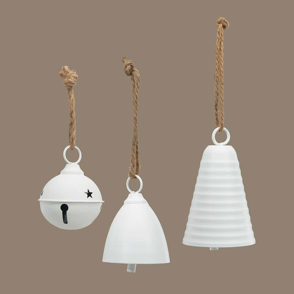 BELL DOME MATTE WHITE 4IN X 5.25IN METAL WITH ROPE HANGER - Click Image to Close