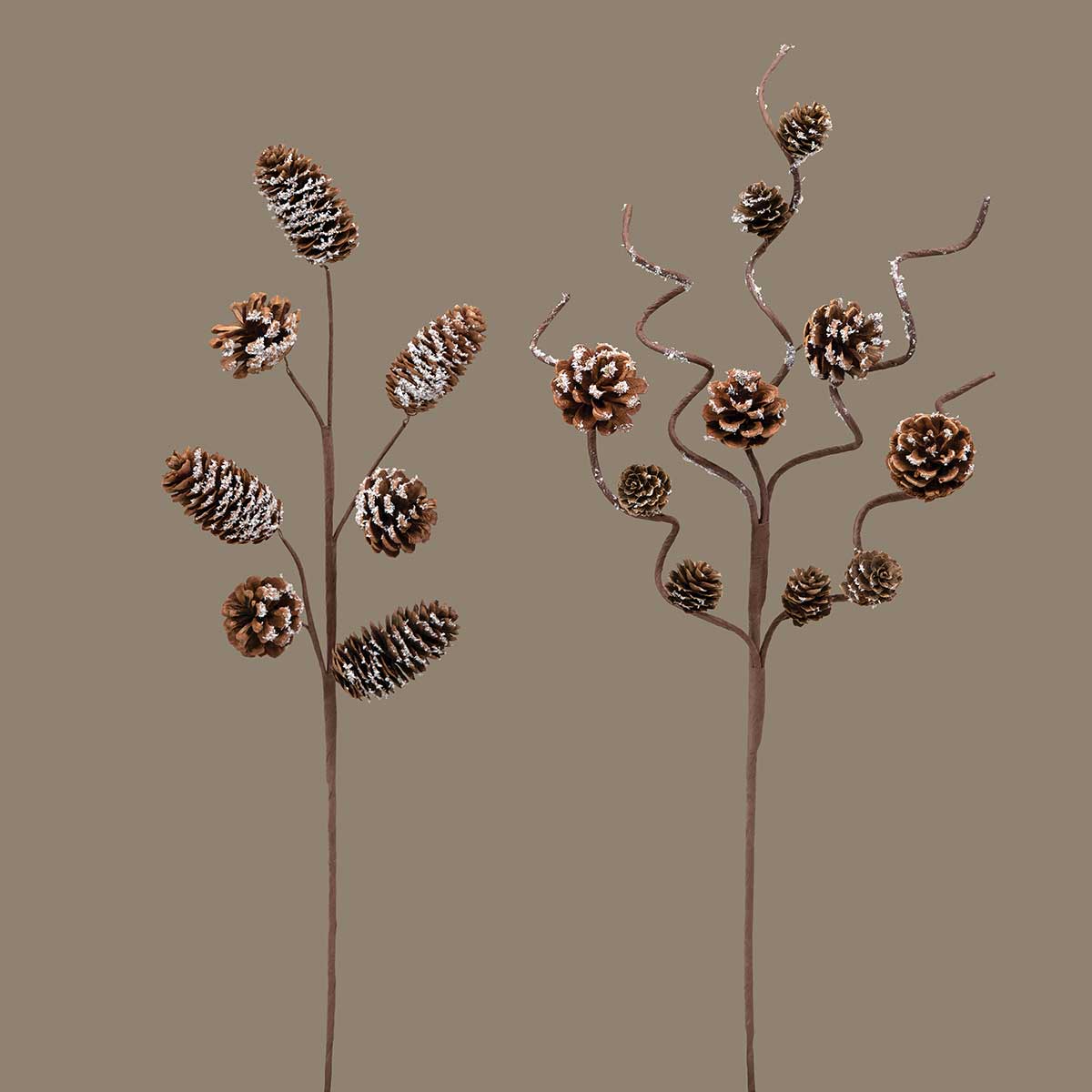 SPRAY SNOWED PINECONE 10IN X 25IN BROWN/WHITE - Click Image to Close
