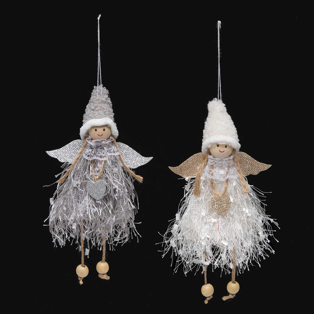 ORN ANGEL WITH ROPE LEGS 2 ASSORTED 4.25IN X 1.25IN X 8.5