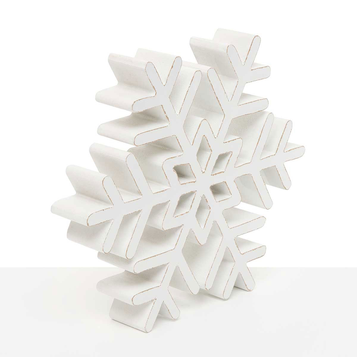 SIT-A-BOUT SNOWFLAKE LARGE 6.25IN X 1.25IN X 7IN WHITE WOOD - Click Image to Close