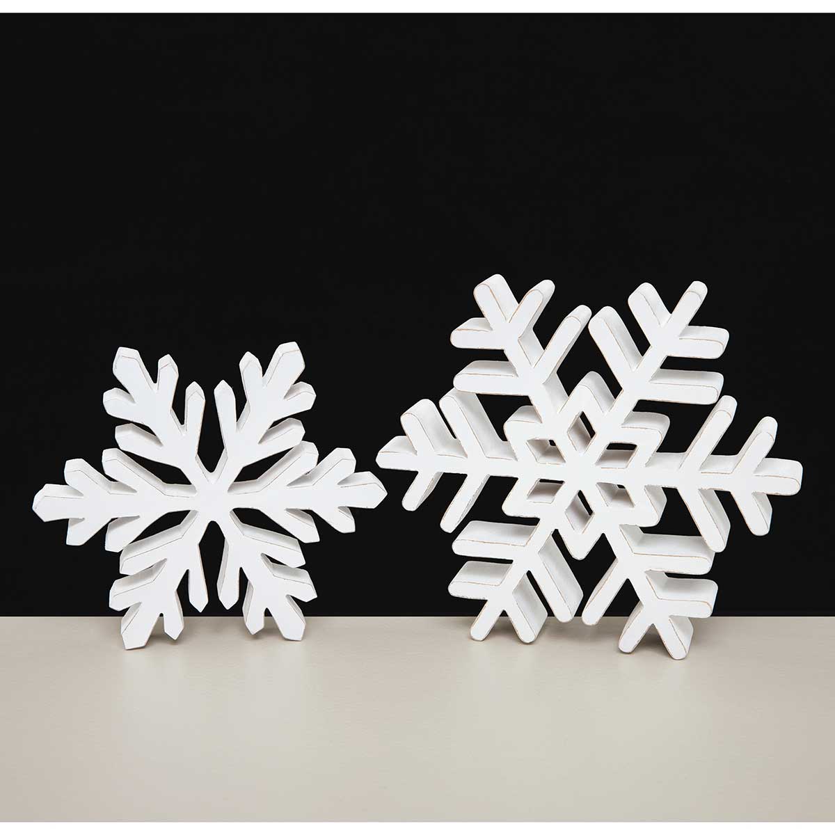 SIT-A-BOUT SNOWFLAKE LARGE 6.25IN X 1.25IN X 7IN WHITE WOOD - Click Image to Close