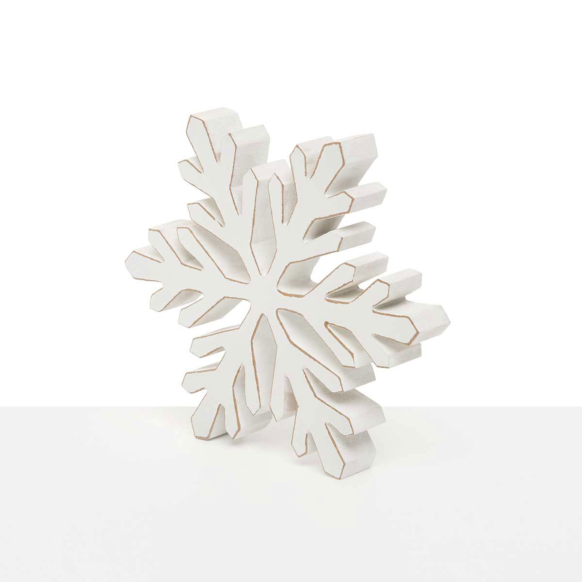 SIT-A-BOUT SNOWFLAKE SMALL 6IN X .75IN X 6IN WHITE WOOD - Click Image to Close