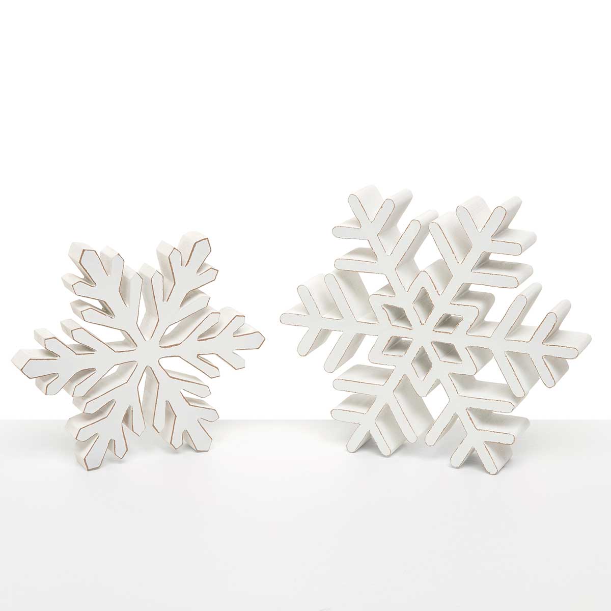 SIT-A-BOUT SNOWFLAKE SMALL 6IN X .75IN X 6IN WHITE WOOD - Click Image to Close
