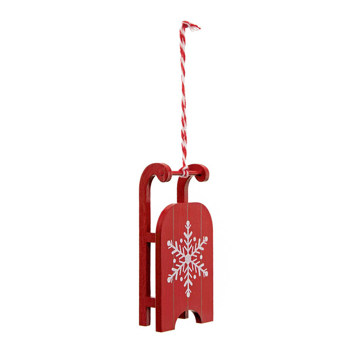ORNAMENT HOLIDAY SLED LARGE 2IN X 1IN X 4IN RED/WHITE - Click Image to Close