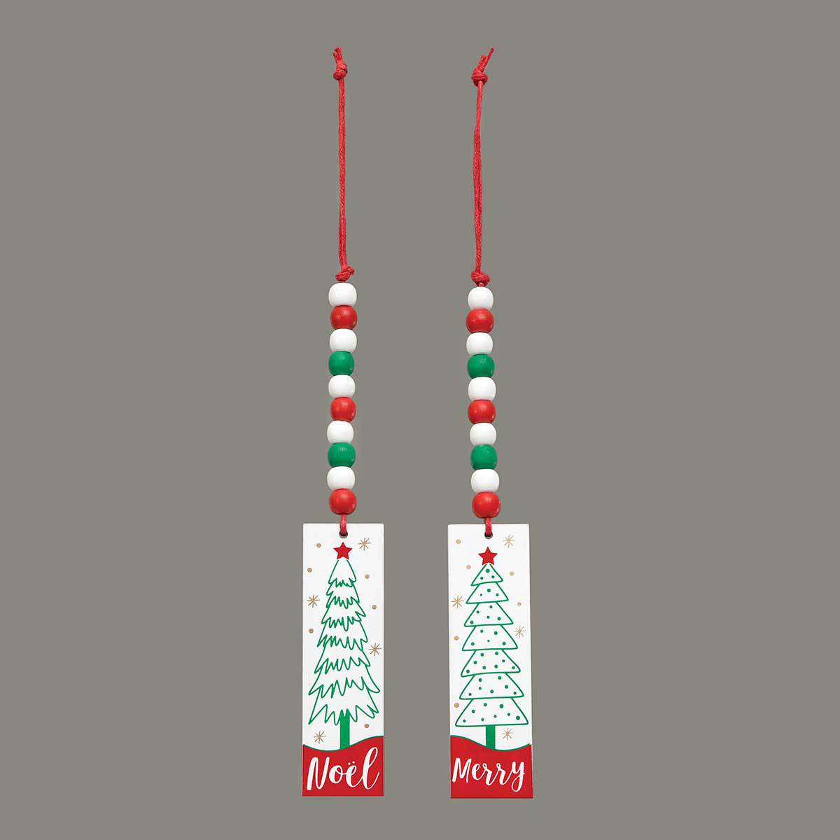 ORNAMENT TREE TAG 2 ASSORTED 1.25IN X .25IN X 4IN RED/GREEN