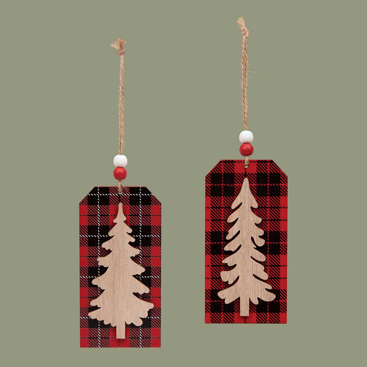 ORNAMENT TREE TAG 2 ASSORTED 2.25IN X .25IN X 4.75IN RED/BLACK - Click Image to Close