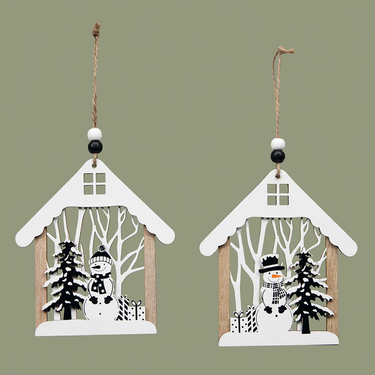 ORNAMENT HOUSE 2 ASSORTED 4.5IN X .25IN X 5IN BK/WH
