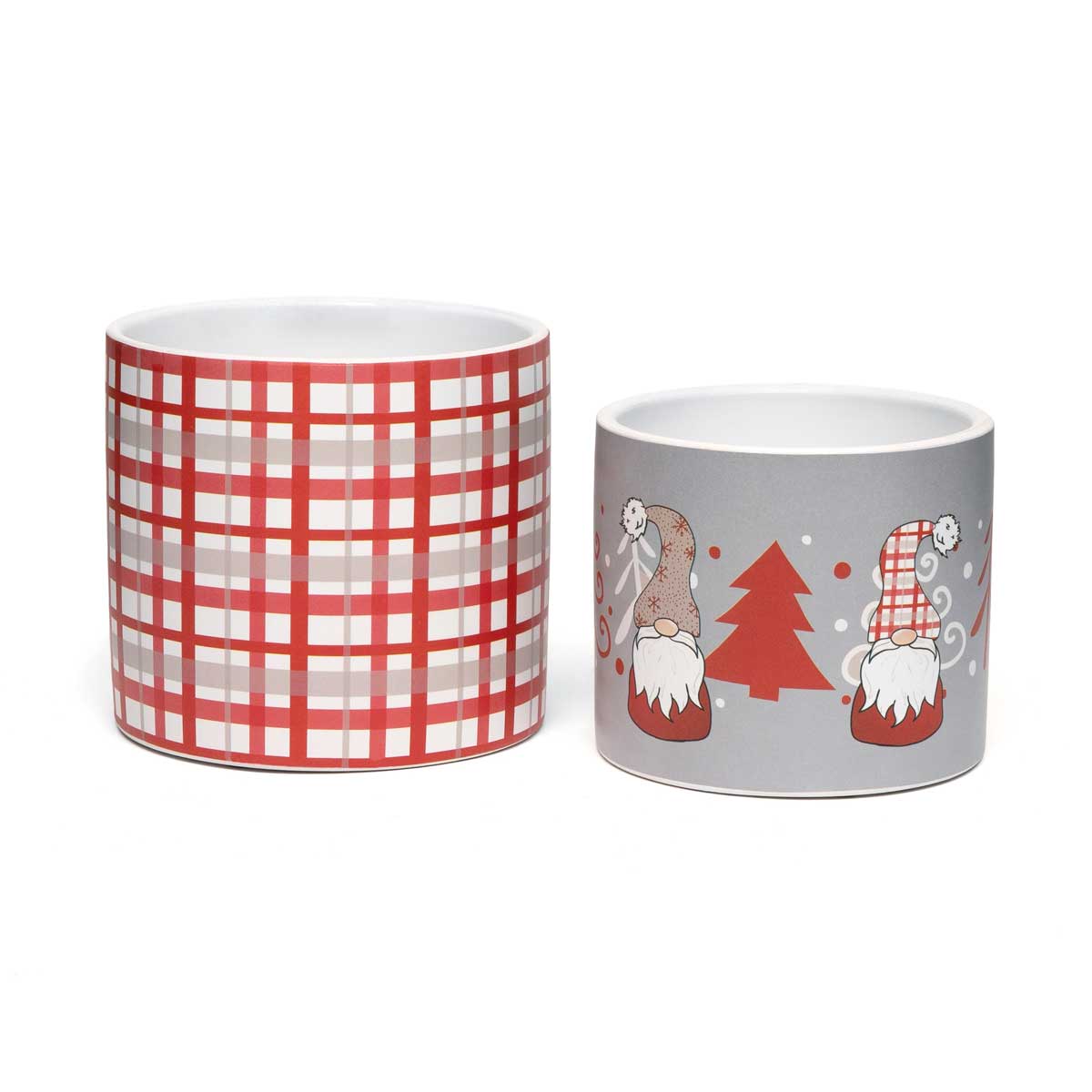 POT HOLIDAY PLAID LARGE 5.25IN X 4.75IN CERAMIC - Click Image to Close