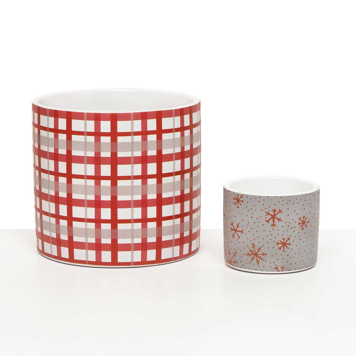 POT HOLIDAY PLAID LARGE 5.25IN X 4.75IN CERAMIC - Click Image to Close