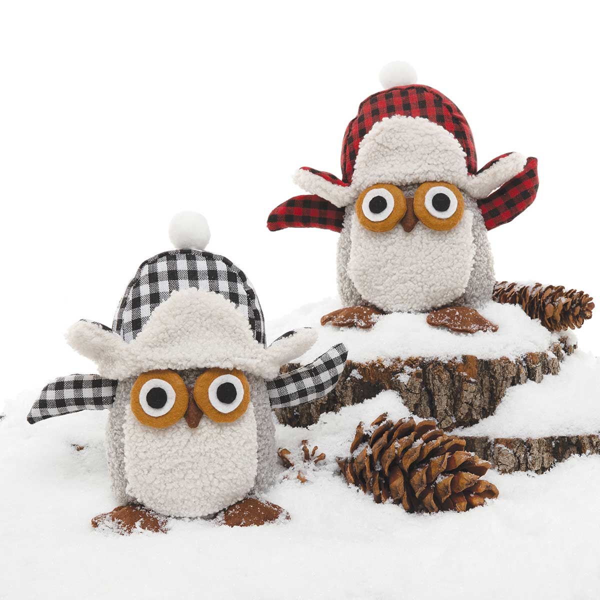 OWL WINTER CRITTER 2 ASSORTED 9IN X 4.5IN X 7.75IN RED/WHITE PLA