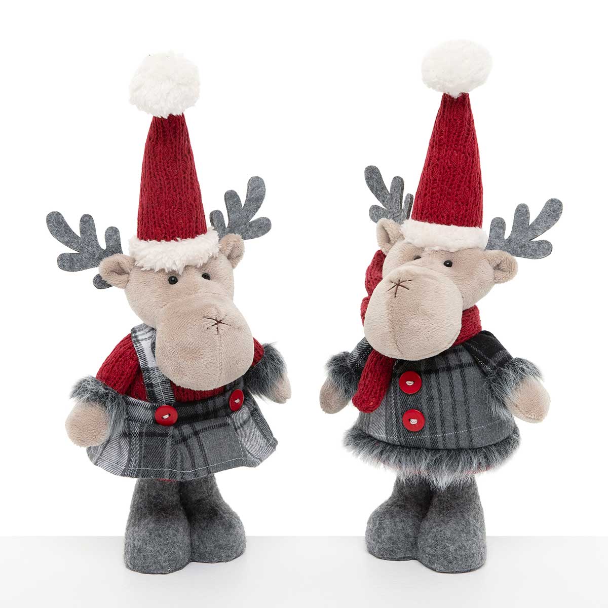 MOOSE COUPLE WITH FEET 2 ASSORTED 5.5IN X 13.5IN GREY/RED/TAN - Click Image to Close