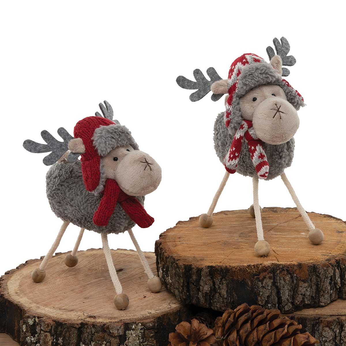 MOOSE 4 WIRED LEGS 2 ASSORTED 4IN X 6IN X 8.5IN GREY/CREAM/RED
