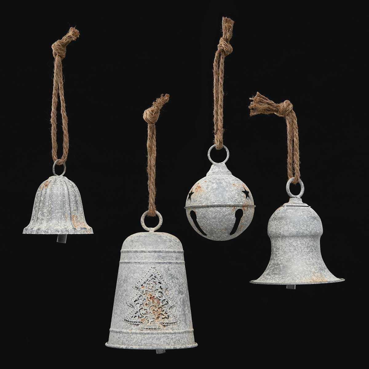 BELL VINTAGE WITH TREE GREY 5IN X 7.25IN WITH ROPE HANGER - Click Image to Close