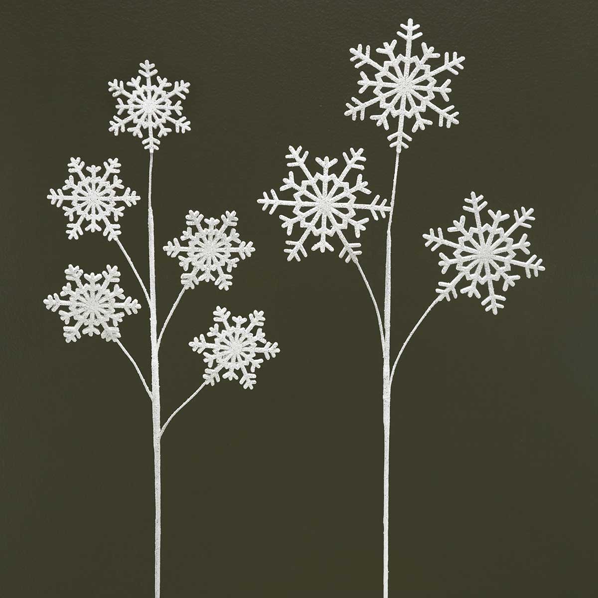 SNOWFLAKE SPRAY WHITE WITH GLITTER AND 5 (4") SNOWFLAKES - Click Image to Close