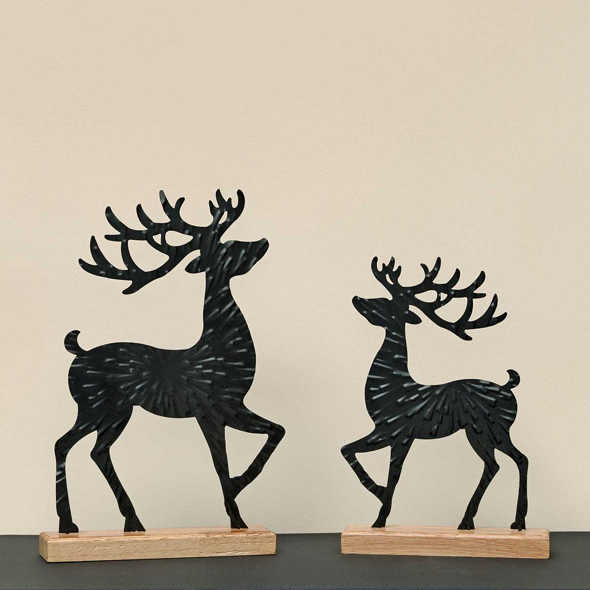 METAL TEXTURED DEER SIT-A-BOUT BLACK LARGE - Click Image to Close