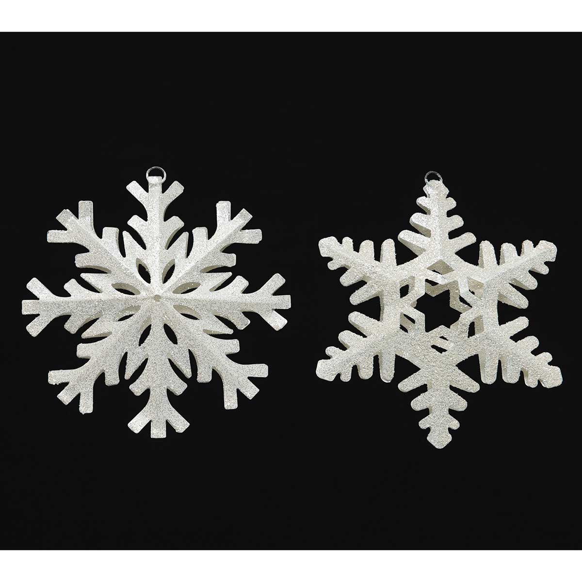 ORNAMENT SNOWFLAKE 2 ASSORTED LARGE 8IN WHITE METAL