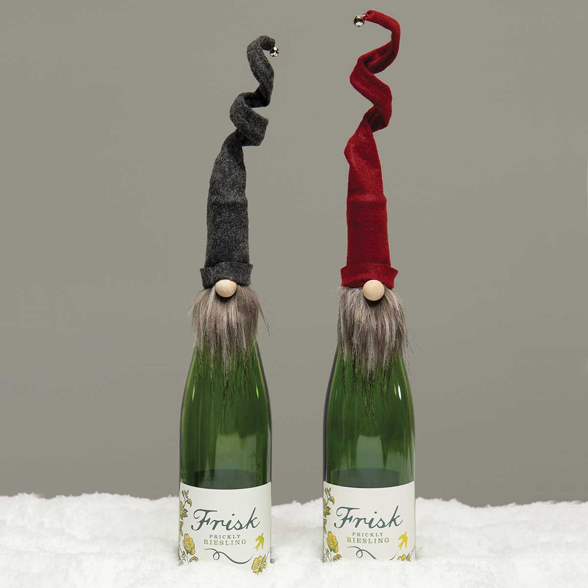 b50 BOTTLE TOPPER GNOME 2 ASSORTED 18IN BURGUNDY/GREY - Click Image to Close