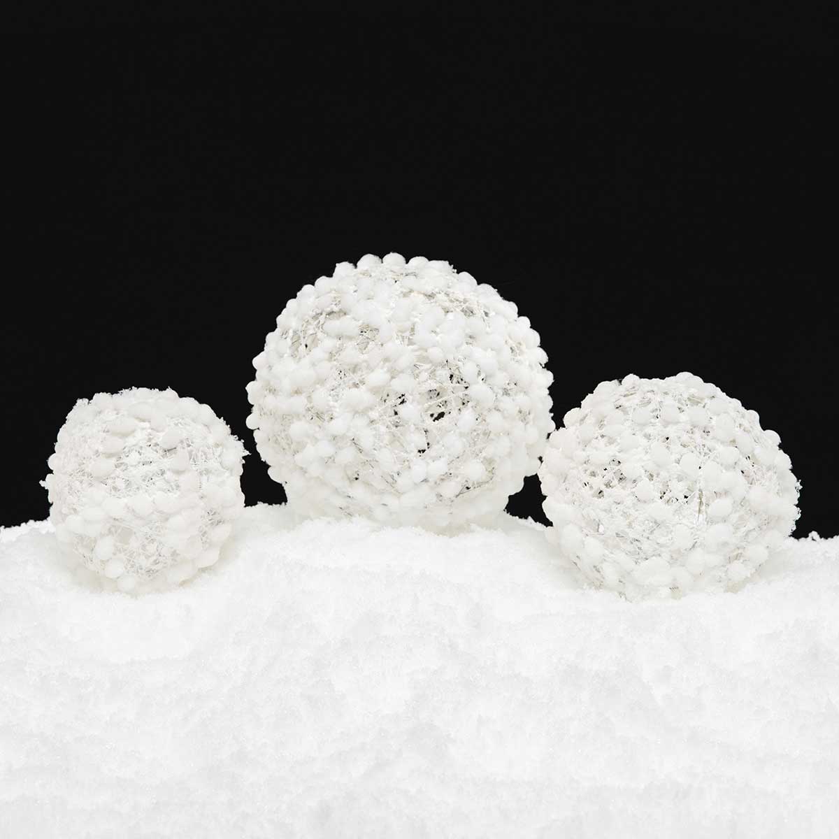 BALL PUFF BALL ORNAMENT LARGE 6IN WHITE GLITTER/MICA - Click Image to Close