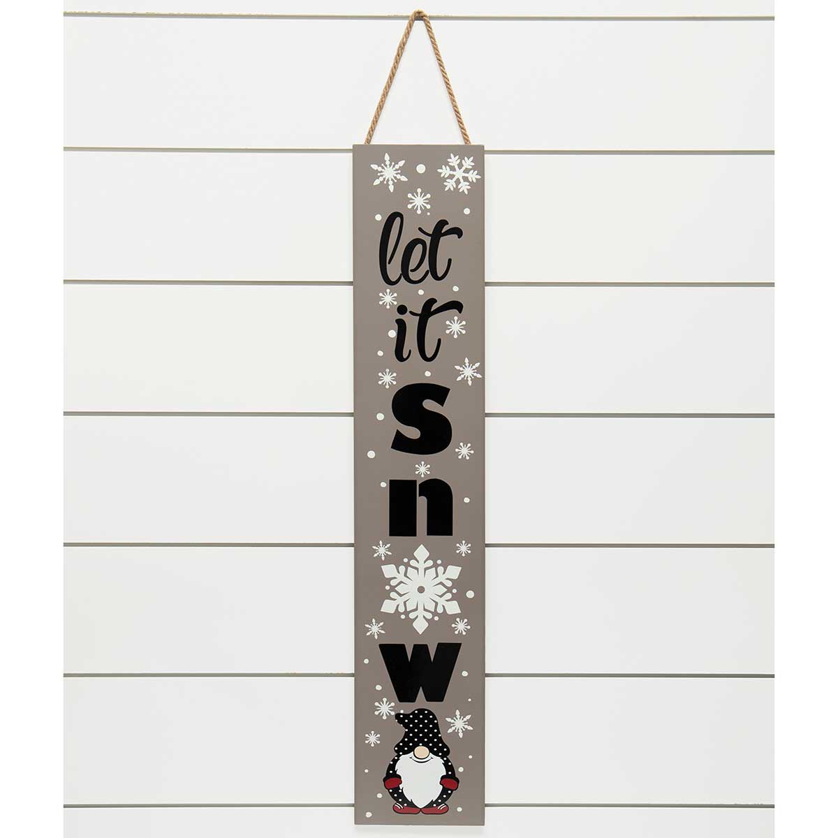 !LET IT SNOW RECTANGULAR WOOD SIGN GREY/BLACK WITH b50