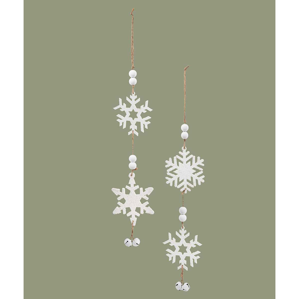 ORNAMENT SNOW DANGLE 2ASSORTED 4IN X 20IN WOOD