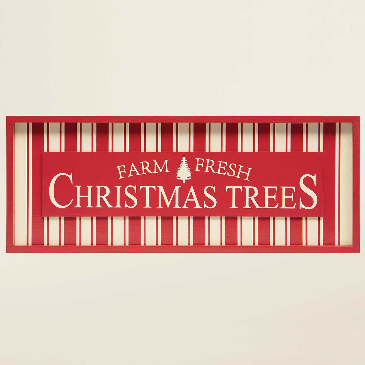 !TICKING FARM FRESH CHRISTMAS TREES RECTANGULAR WOOD b50