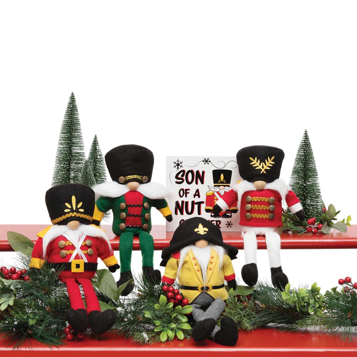 b50 GNOME NUTCRACKER WITH LEGS RED 7IN X 3.5IN X 14IN POLYESTER - Click Image to Close