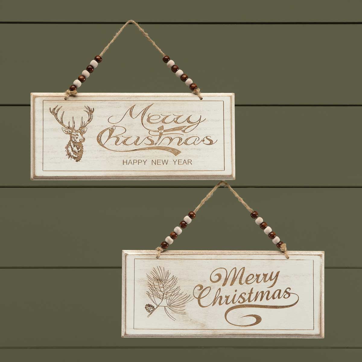 SIGN MERRY CHRISTMAS 2ASSORTED 11IN X 4.75IN WOOD - Click Image to Close