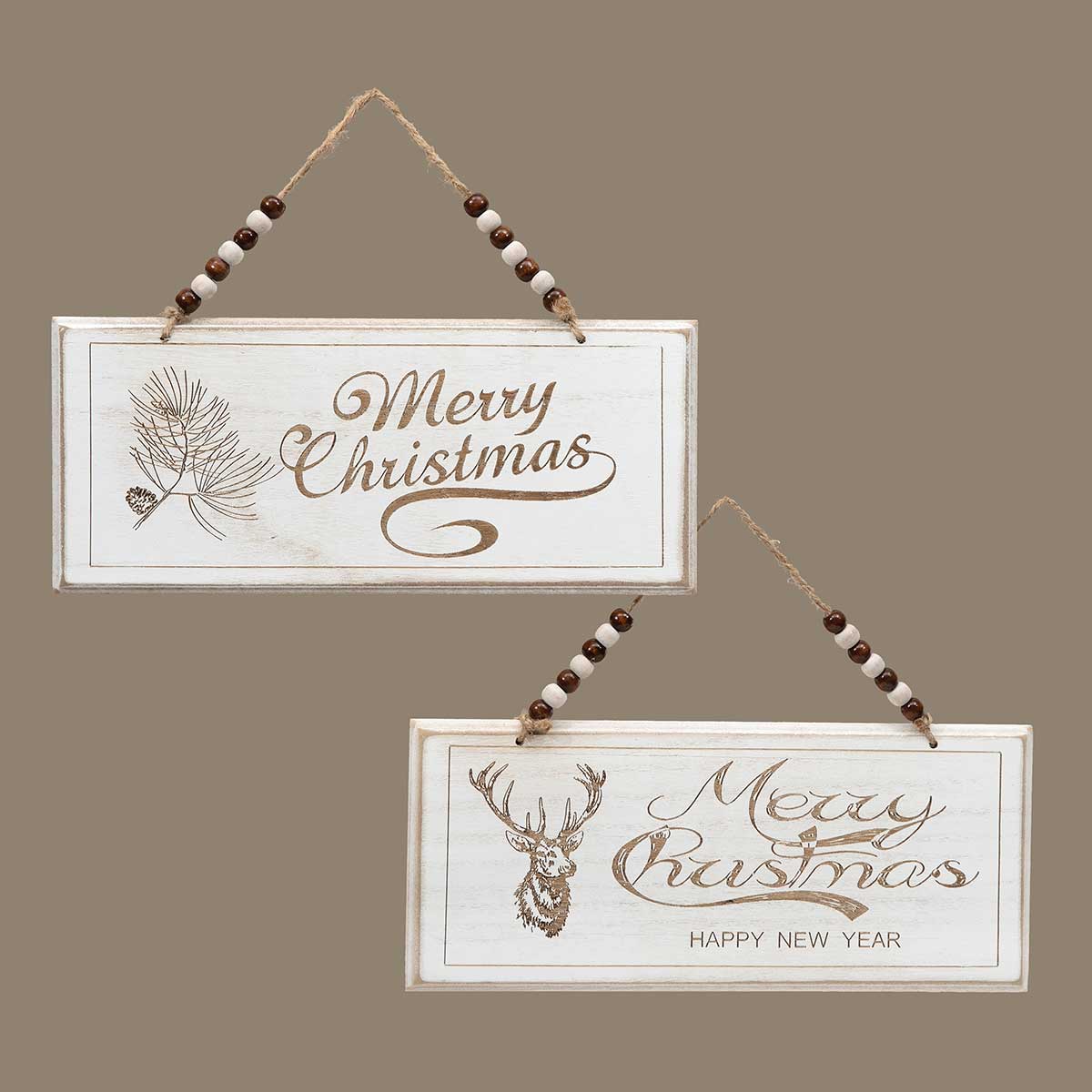 SIGN MERRY CHRISTMAS 2ASSORTED 11IN X 4.75IN WOOD - Click Image to Close