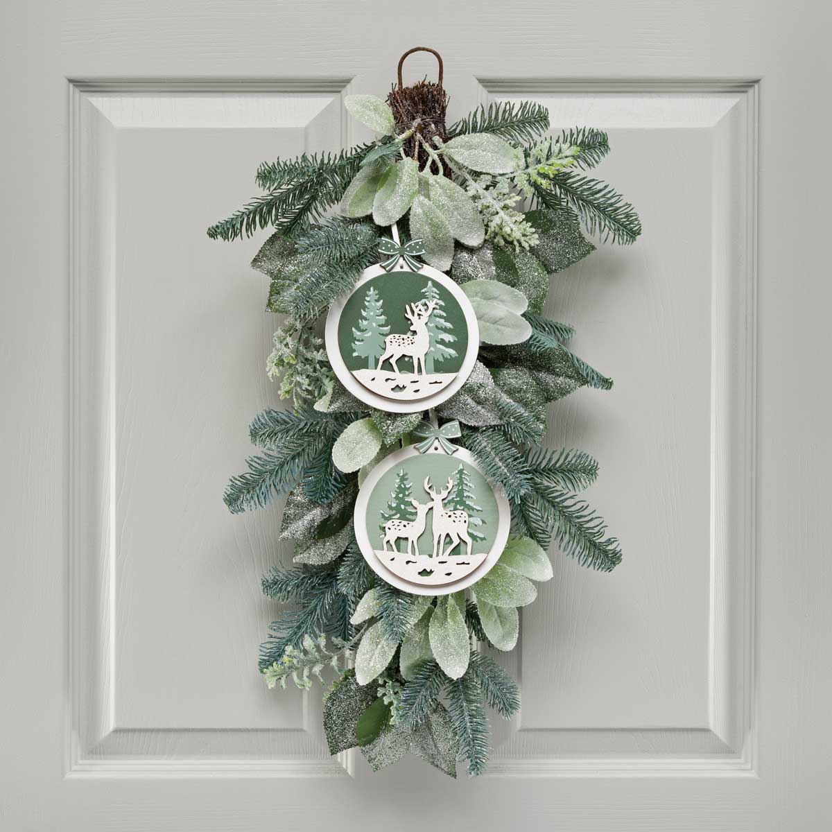 ORNAMENT DEER GREEN 2 ASSORTED 5IN X 5.5IN WOOD - Click Image to Close