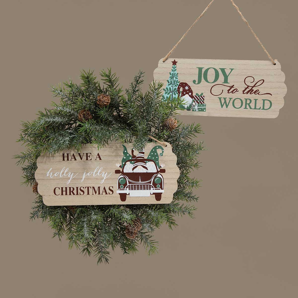 b50 SIGN JOY/HOLLY 2 ASSORTED 10IN X 4IN WOOD - Click Image to Close