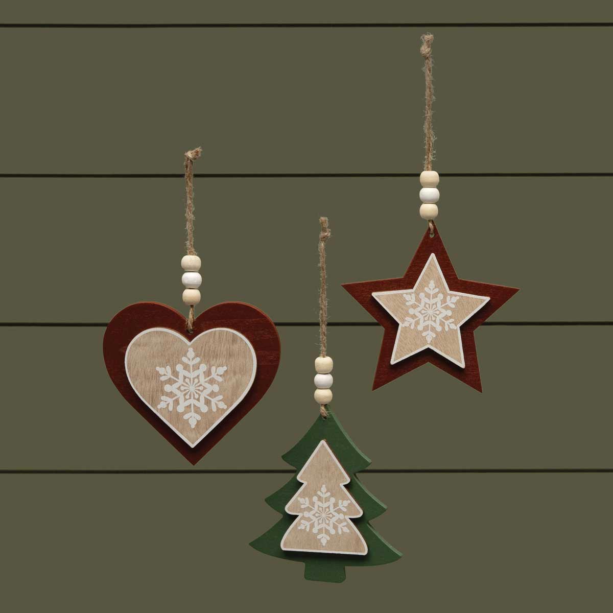 ORNAMENT ALPINE 3 ASSORTED 4IN WOOD - Click Image to Close