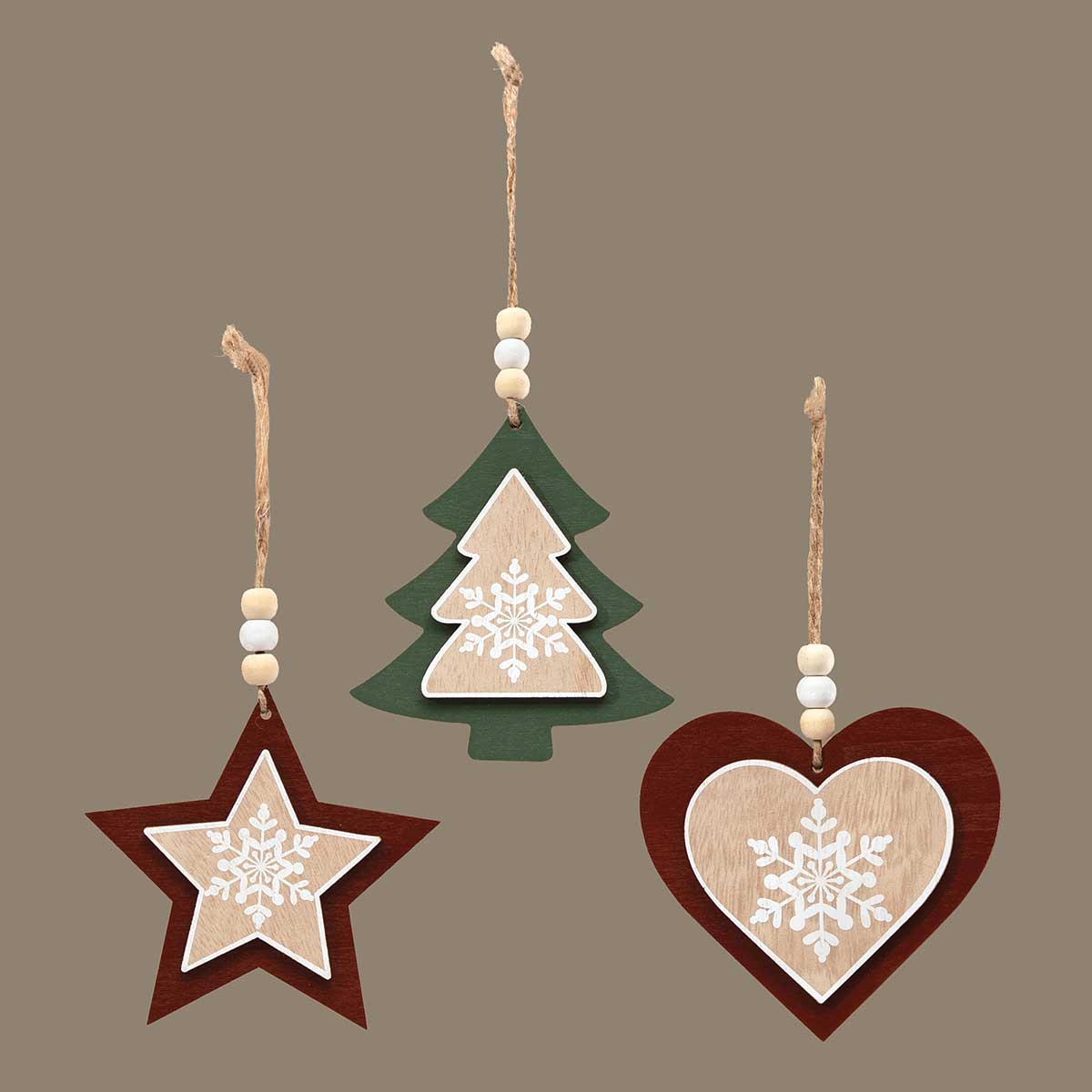ORNAMENT ALPINE 3 ASSORTED 4IN WOOD - Click Image to Close