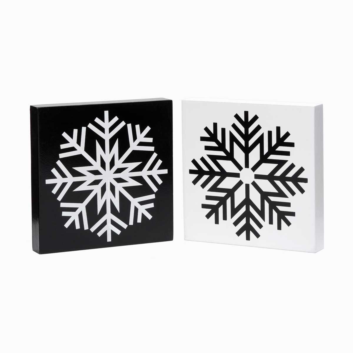 BLOCK SNOWFLAKE BK 2 ASSORTED LARGE 5IN X .75IN X 5IN - Click Image to Close