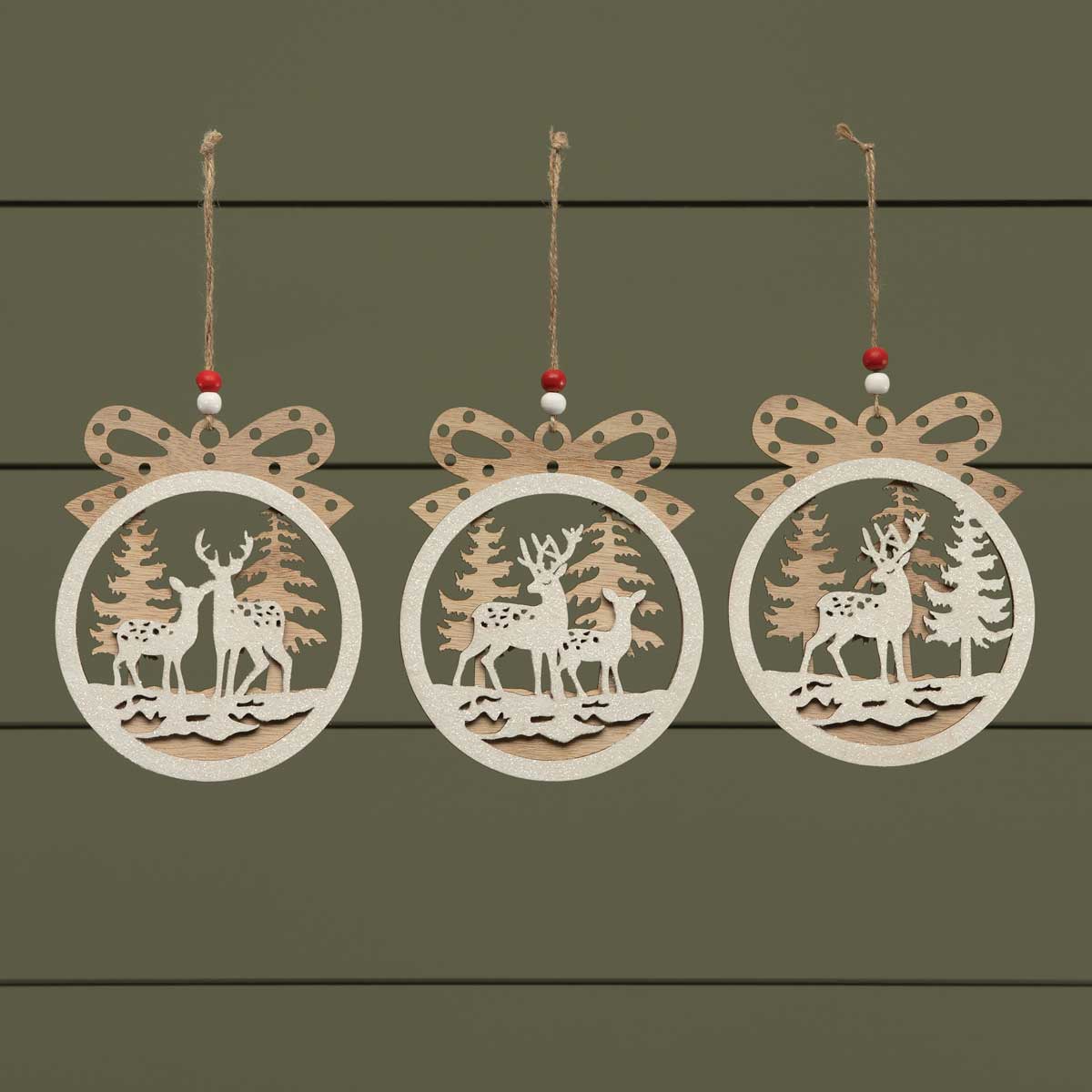 ORNAMENT DEER SCENE 3 ASSORTED 5IN X .25IN X 6IN - Click Image to Close