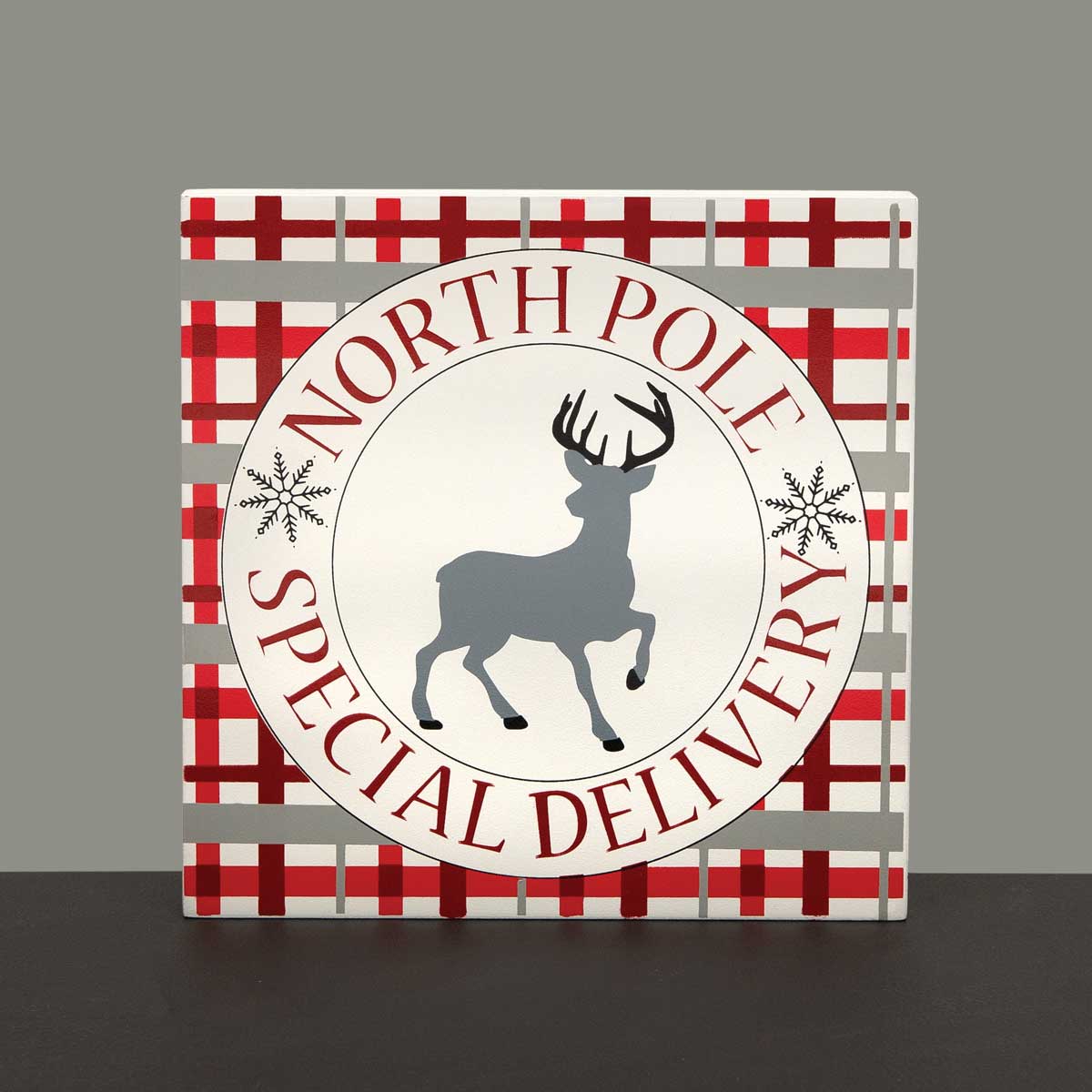 BLOCK NORTH POLE DEER 7IN X .75IN X 7IN - Click Image to Close