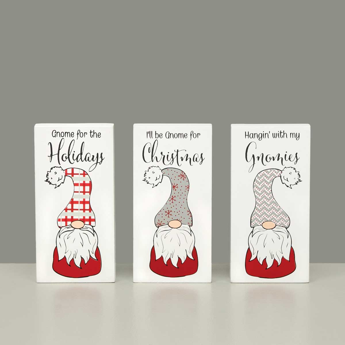b50 BLOCK HOLIDAY GNOME 3 ASSORTED 2.5IN X .75IN X 5IN