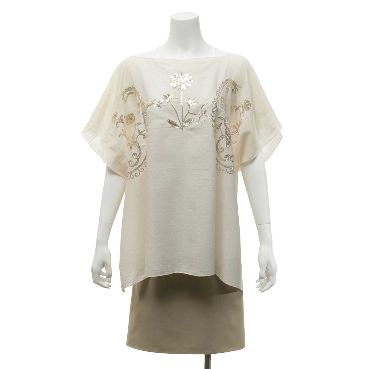 Cream Tunic with Gold Sequins 34"x28" 50sp