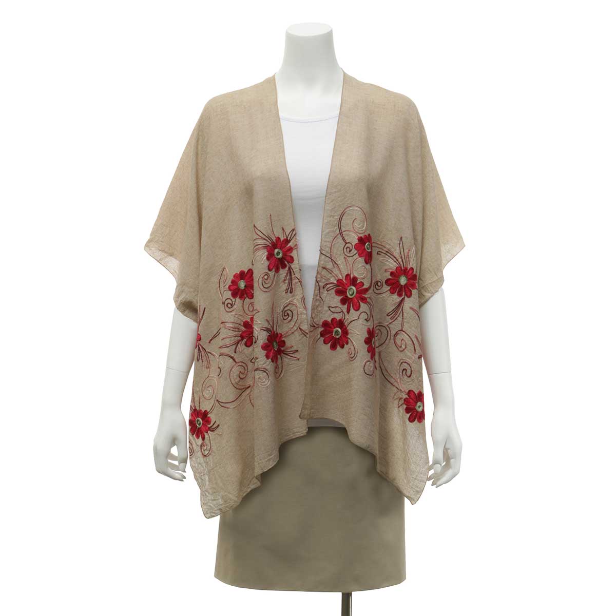 Tan Vest with Red Flowers 34"x28" 50sp