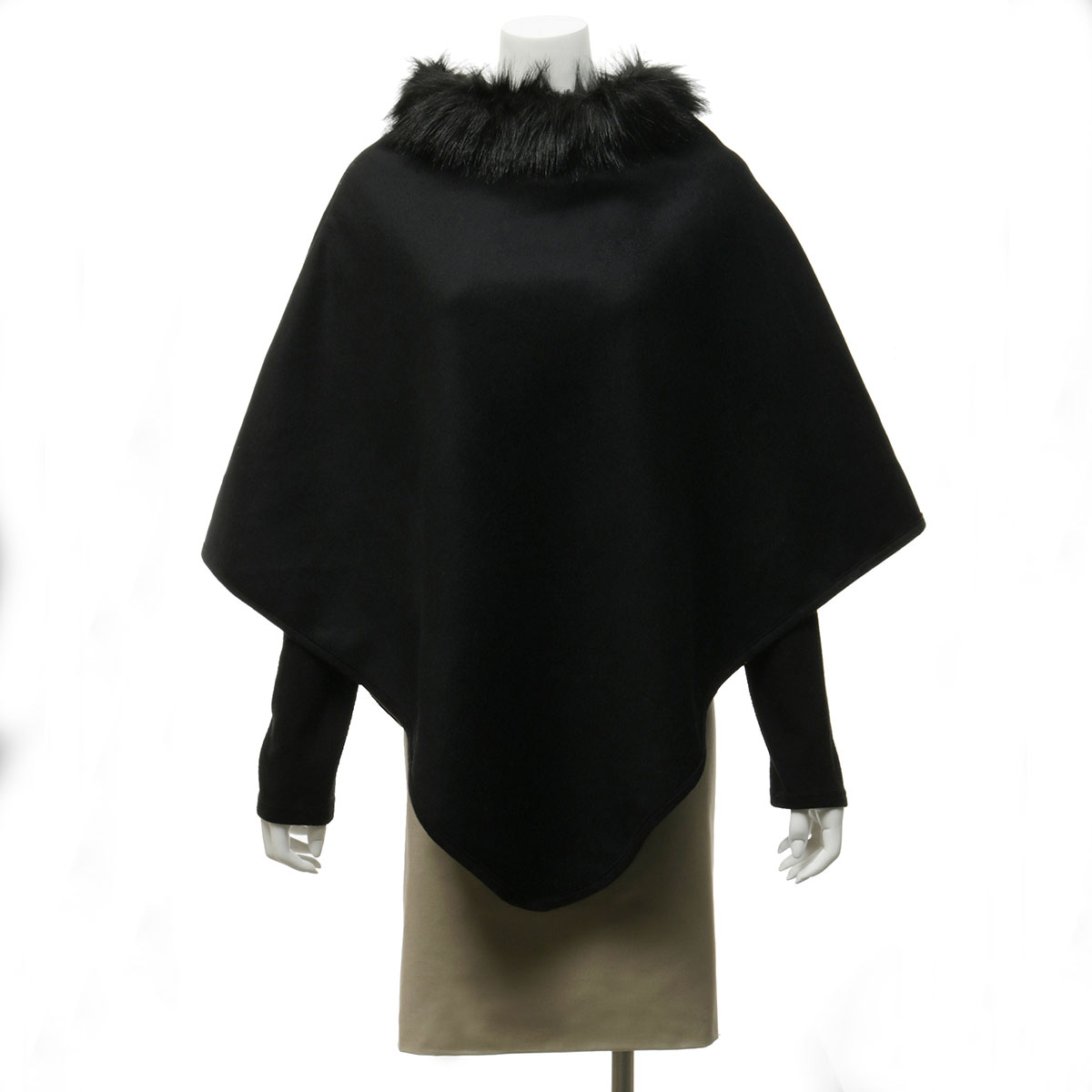 b50 PONCHO WITH COLLAR BLACK - Click Image to Close